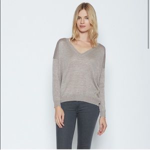 JOIE • Calee Gold Silver Metallic V Neck Sweater